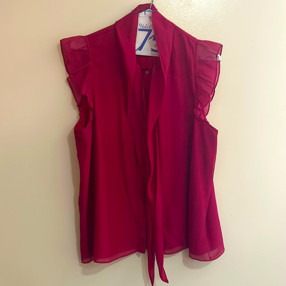 Lilly Pulitzer ruffled tie at neck button up blouse